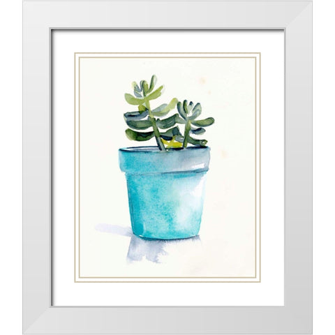 Potted Succulent II White Modern Wood Framed Art Print with Double Matting by Parker, Jennifer Paxton