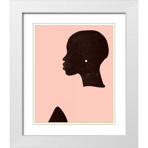 Pink Silhouette I White Modern Wood Framed Art Print with Double Matting by Parker, Jennifer Paxton