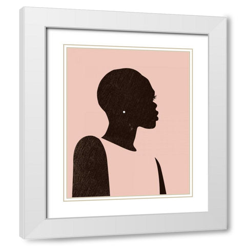 Pink Silhouette II White Modern Wood Framed Art Print with Double Matting by Parker, Jennifer Paxton