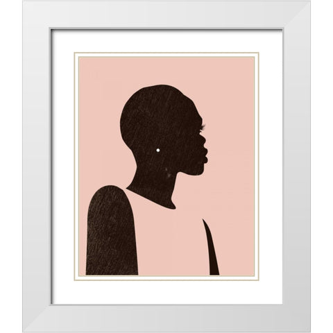Pink Silhouette II White Modern Wood Framed Art Print with Double Matting by Parker, Jennifer Paxton