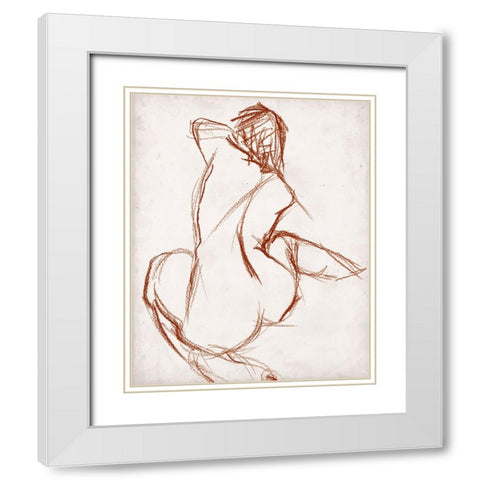 Rust Charcoal Nude Study I White Modern Wood Framed Art Print with Double Matting by Parker, Jennifer Paxton