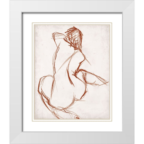 Rust Charcoal Nude Study I White Modern Wood Framed Art Print with Double Matting by Parker, Jennifer Paxton