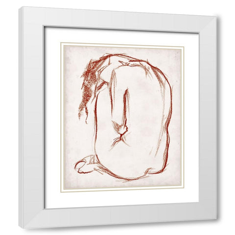 Rust Charcoal Nude Study II White Modern Wood Framed Art Print with Double Matting by Parker, Jennifer Paxton