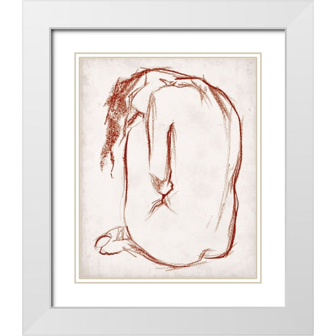 Rust Charcoal Nude Study II White Modern Wood Framed Art Print with Double Matting by Parker, Jennifer Paxton