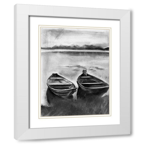 Bateau Noir II White Modern Wood Framed Art Print with Double Matting by Parker, Jennifer Paxton