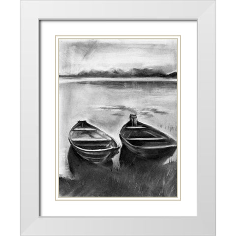 Bateau Noir II White Modern Wood Framed Art Print with Double Matting by Parker, Jennifer Paxton