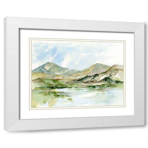 Serene Mountains II White Modern Wood Framed Art Print with Double Matting by Harper, Ethan