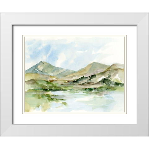 Serene Mountains II White Modern Wood Framed Art Print with Double Matting by Harper, Ethan