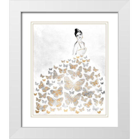 Fluttering Gown I White Modern Wood Framed Art Print with Double Matting by Warren, Annie
