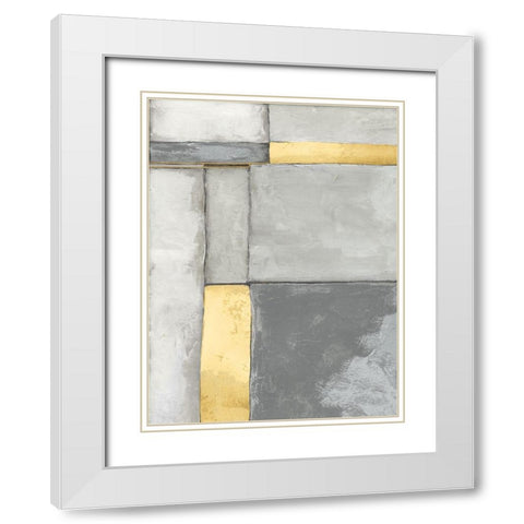 Linear Grey I White Modern Wood Framed Art Print with Double Matting by Goldberger, Jennifer