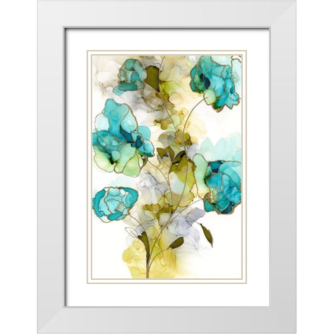 Flower Facets II White Modern Wood Framed Art Print with Double Matting by Goldberger, Jennifer