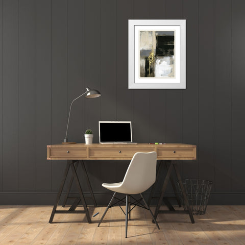 Neutral Divisions I White Modern Wood Framed Art Print with Double Matting by Goldberger, Jennifer