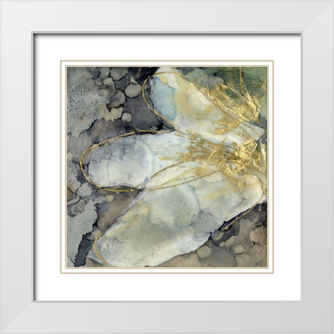 Abstracted Lily I White Modern Wood Framed Art Print with Double Matting by Goldberger, Jennifer