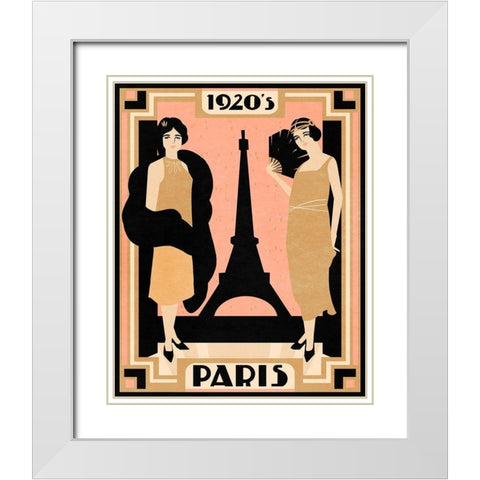 1920s Paris I White Modern Wood Framed Art Print with Double Matting by Warren, Annie