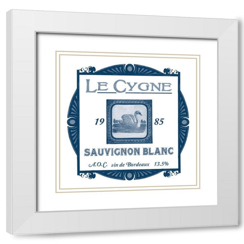 Indigo Wine Labels VIII White Modern Wood Framed Art Print with Double Matting by Vess, June Erica