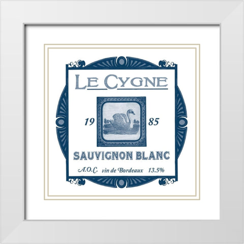 Indigo Wine Labels VIII White Modern Wood Framed Art Print with Double Matting by Vess, June Erica