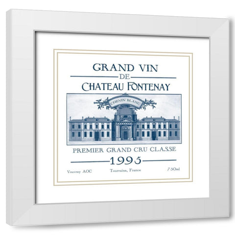 Indigo Wine Labels IX White Modern Wood Framed Art Print with Double Matting by Vess, June Erica