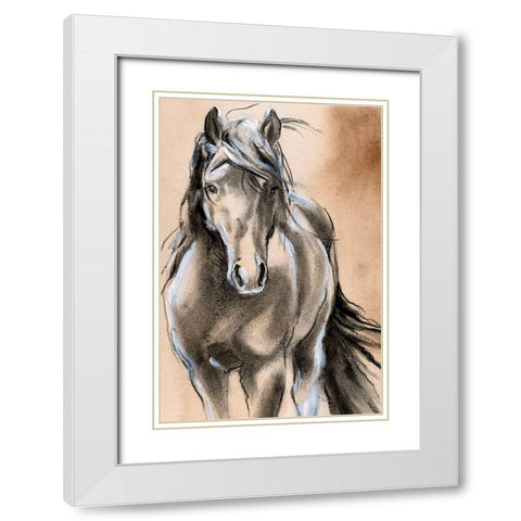 Sketched Horse II White Modern Wood Framed Art Print with Double Matting by Parker, Jennifer Paxton