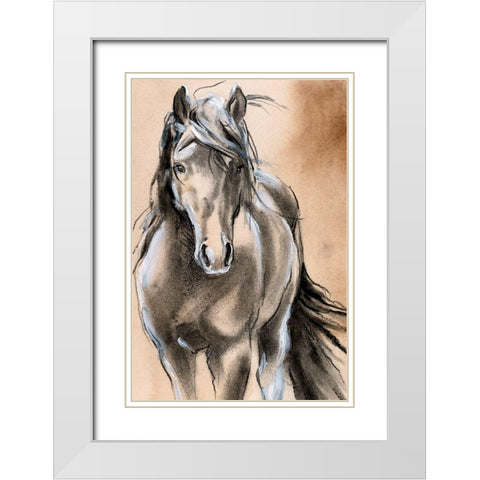 Sketched Horse II White Modern Wood Framed Art Print with Double Matting by Parker, Jennifer Paxton
