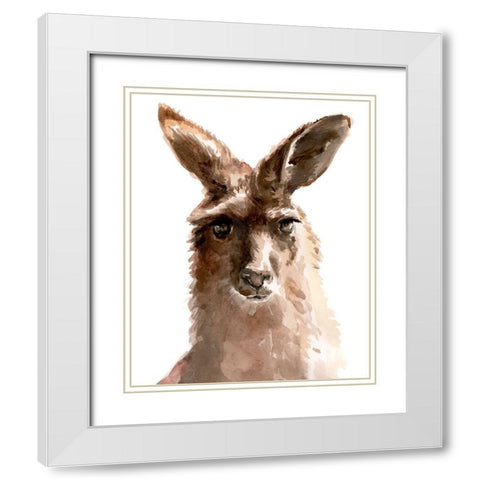 Kangaroo Portrait II White Modern Wood Framed Art Print with Double Matting by Parker, Jennifer Paxton