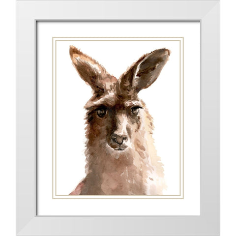 Kangaroo Portrait II White Modern Wood Framed Art Print with Double Matting by Parker, Jennifer Paxton