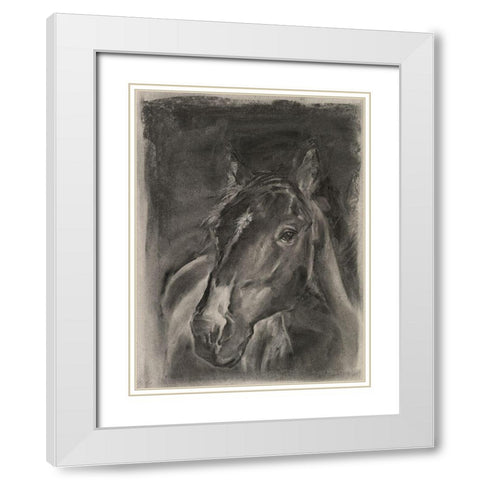 Charcoal Horse Study on Grey II White Modern Wood Framed Art Print with Double Matting by Parker, Jennifer Paxton