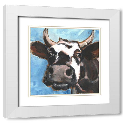 Cattle Close-up II White Modern Wood Framed Art Print with Double Matting by Parker, Jennifer Paxton