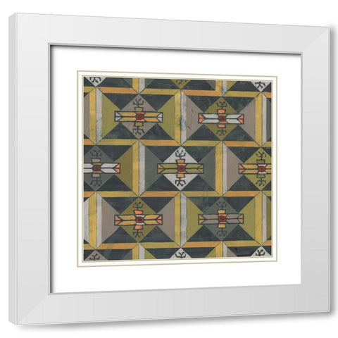 Ochre Tapestry I White Modern Wood Framed Art Print with Double Matting by Vess, June Erica