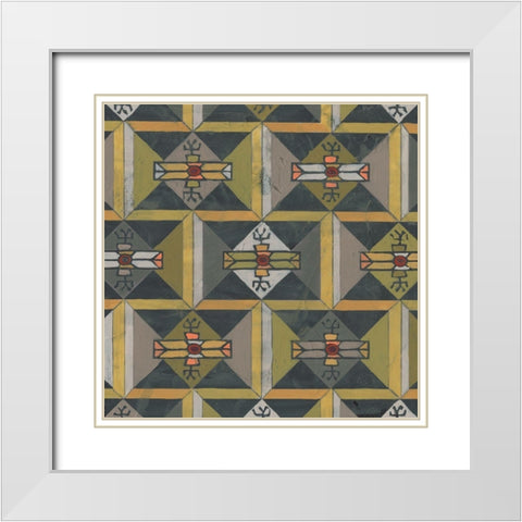 Ochre Tapestry I White Modern Wood Framed Art Print with Double Matting by Vess, June Erica