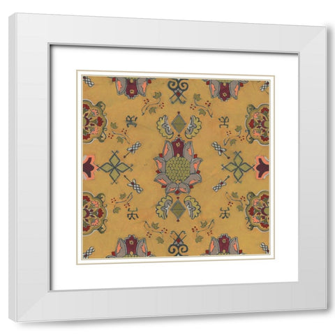 Ochre Tapestry II White Modern Wood Framed Art Print with Double Matting by Vess, June Erica