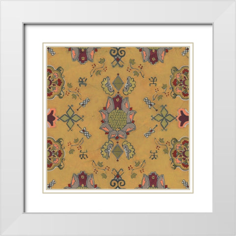 Ochre Tapestry II White Modern Wood Framed Art Print with Double Matting by Vess, June Erica
