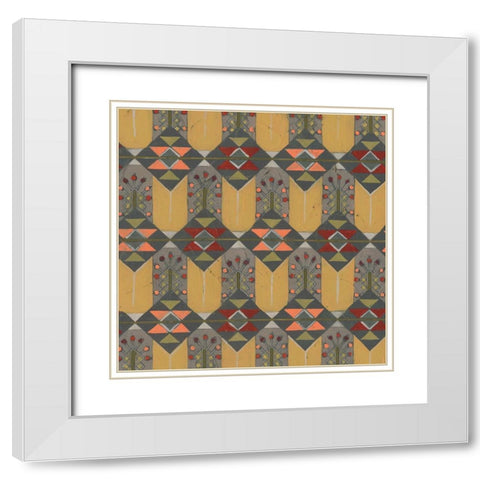 Ochre Tapestry III White Modern Wood Framed Art Print with Double Matting by Vess, June Erica