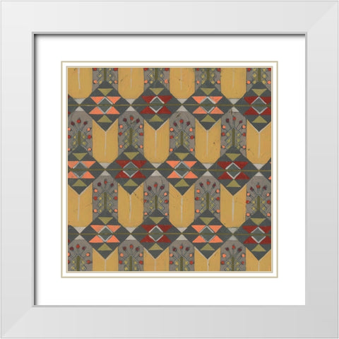 Ochre Tapestry III White Modern Wood Framed Art Print with Double Matting by Vess, June Erica