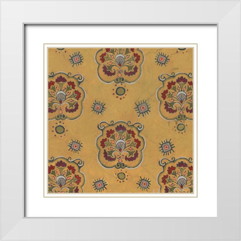 Ochre Tapestry IV White Modern Wood Framed Art Print with Double Matting by Vess, June Erica