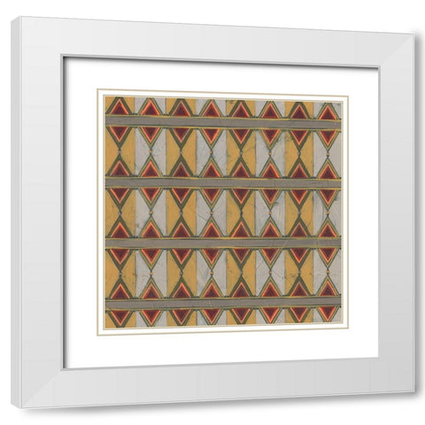 Ochre Tapestry V White Modern Wood Framed Art Print with Double Matting by Vess, June Erica
