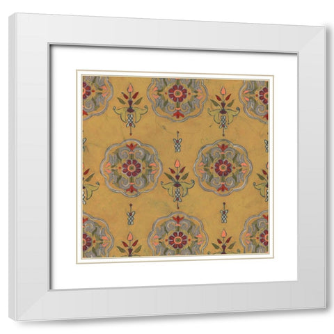 Ochre Tapestry VI White Modern Wood Framed Art Print with Double Matting by Vess, June Erica