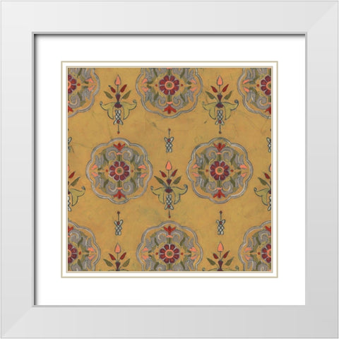 Ochre Tapestry VI White Modern Wood Framed Art Print with Double Matting by Vess, June Erica