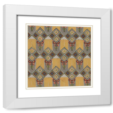 Ochre Tapestry VII White Modern Wood Framed Art Print with Double Matting by Vess, June Erica