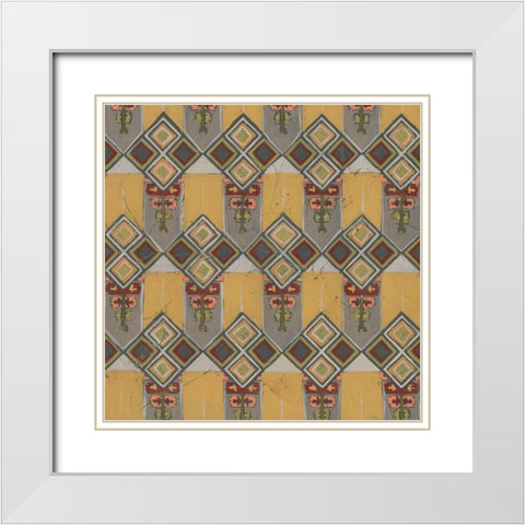 Ochre Tapestry VII White Modern Wood Framed Art Print with Double Matting by Vess, June Erica