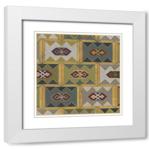 Ochre Tapestry IX White Modern Wood Framed Art Print with Double Matting by Vess, June Erica