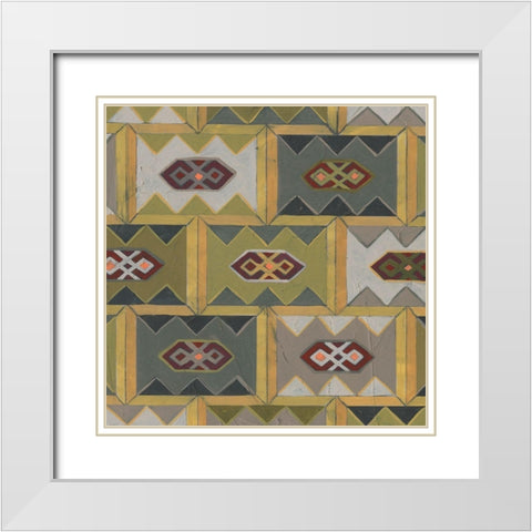 Ochre Tapestry IX White Modern Wood Framed Art Print with Double Matting by Vess, June Erica
