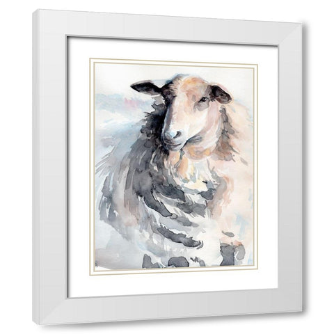 Watercolor Sheep II White Modern Wood Framed Art Print with Double Matting by Parker, Jennifer Paxton