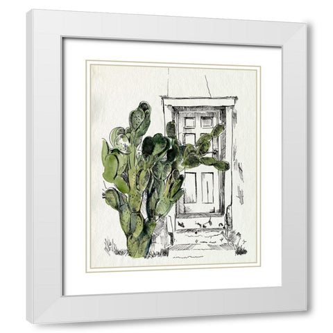Cactus Door I White Modern Wood Framed Art Print with Double Matting by Parker, Jennifer Paxton