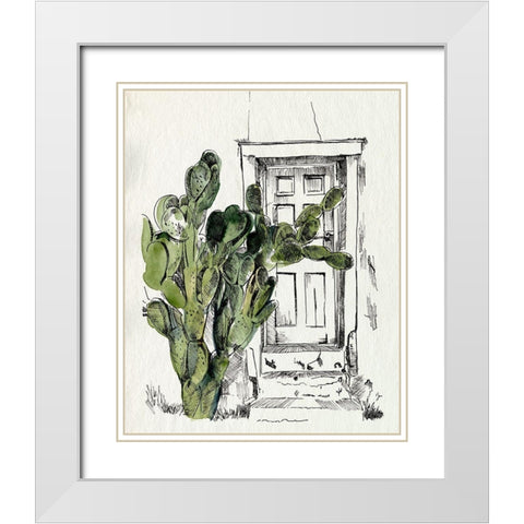 Cactus Door I White Modern Wood Framed Art Print with Double Matting by Parker, Jennifer Paxton