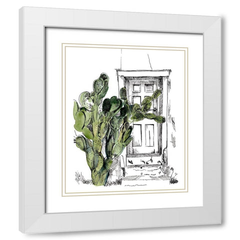 Cactus Door III White Modern Wood Framed Art Print with Double Matting by Parker, Jennifer Paxton