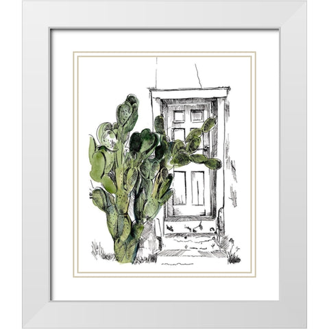 Cactus Door III White Modern Wood Framed Art Print with Double Matting by Parker, Jennifer Paxton