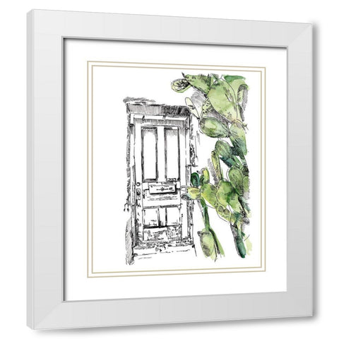 Cactus Door IV White Modern Wood Framed Art Print with Double Matting by Parker, Jennifer Paxton