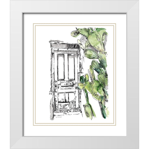 Cactus Door IV White Modern Wood Framed Art Print with Double Matting by Parker, Jennifer Paxton