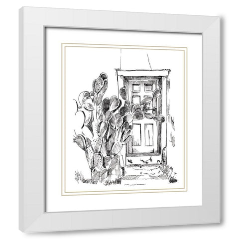 Cactus Door V White Modern Wood Framed Art Print with Double Matting by Parker, Jennifer Paxton