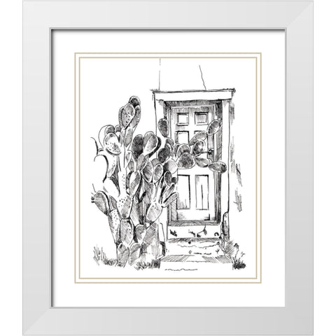 Cactus Door V White Modern Wood Framed Art Print with Double Matting by Parker, Jennifer Paxton